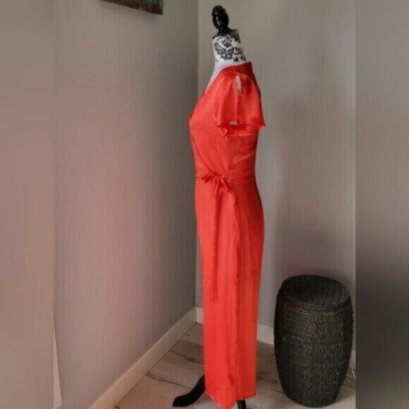 Anthropologie Red Satin Jumpsuit New Size XS - Picture 7 of 16